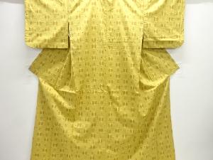 井桁に抽象模様織出し手織り紬着物